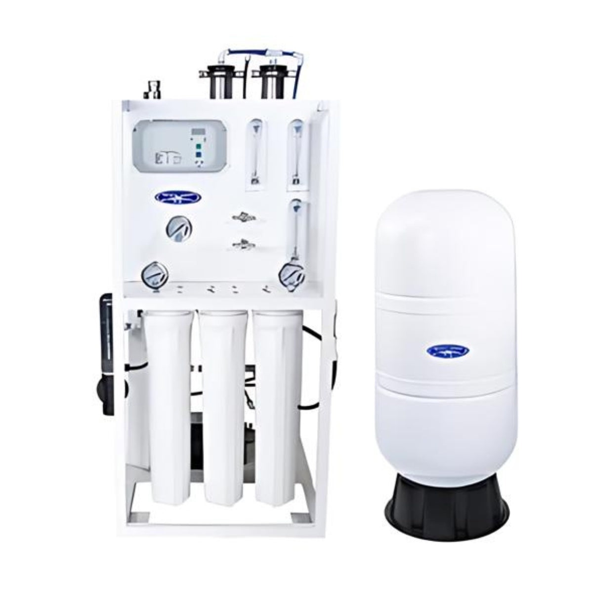 Medical Mid-Flow Reverse Osmosis System - 1500 GPD System with GAL Bladder Tank Front View
