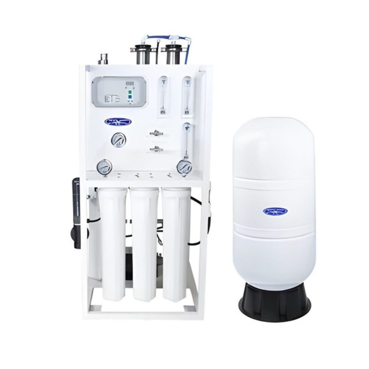 Medical Mid-Flow Reverse Osmosis System - 500 GPD System with GAL Bladder Tank Front View