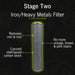 NuvoH2O RV water filter Stage Two iron and heavy metals carbon block filter removing rust and stains