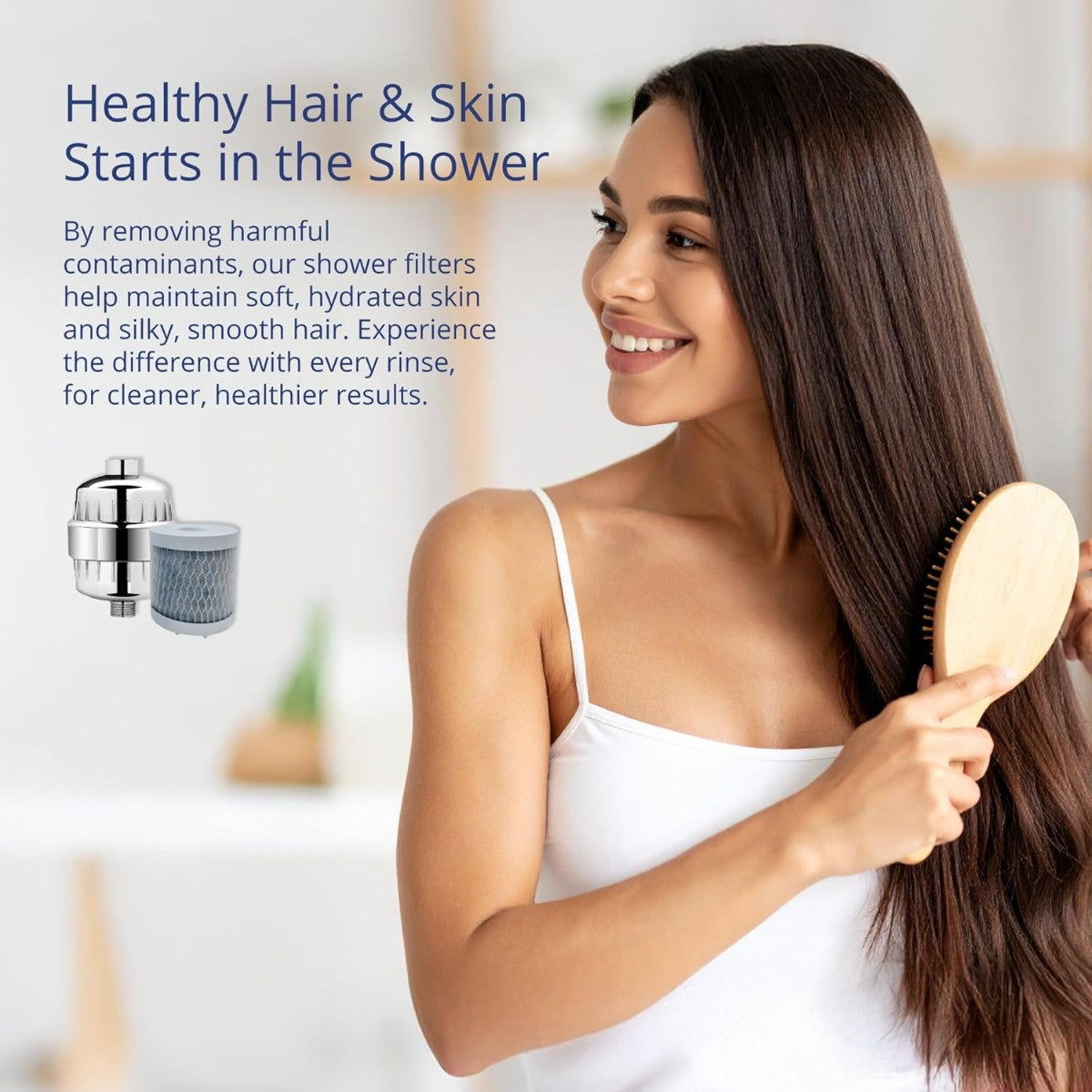 NuvoH2O Shower Head Replacement Filter helps reduce dry skin and support softer smoother hair