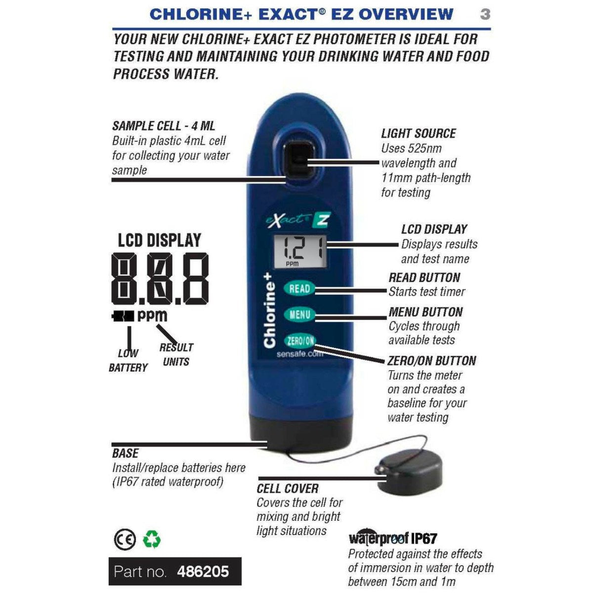 SenSafe Chlorine + eXact EZ Photometer - Photometer Overview with DIagram Shown