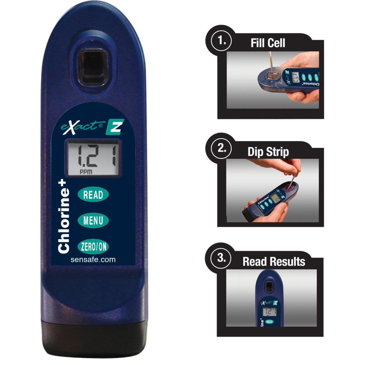SenSafe Chlorine + eXact EZ Photometer - Photometer with Instructions Shown