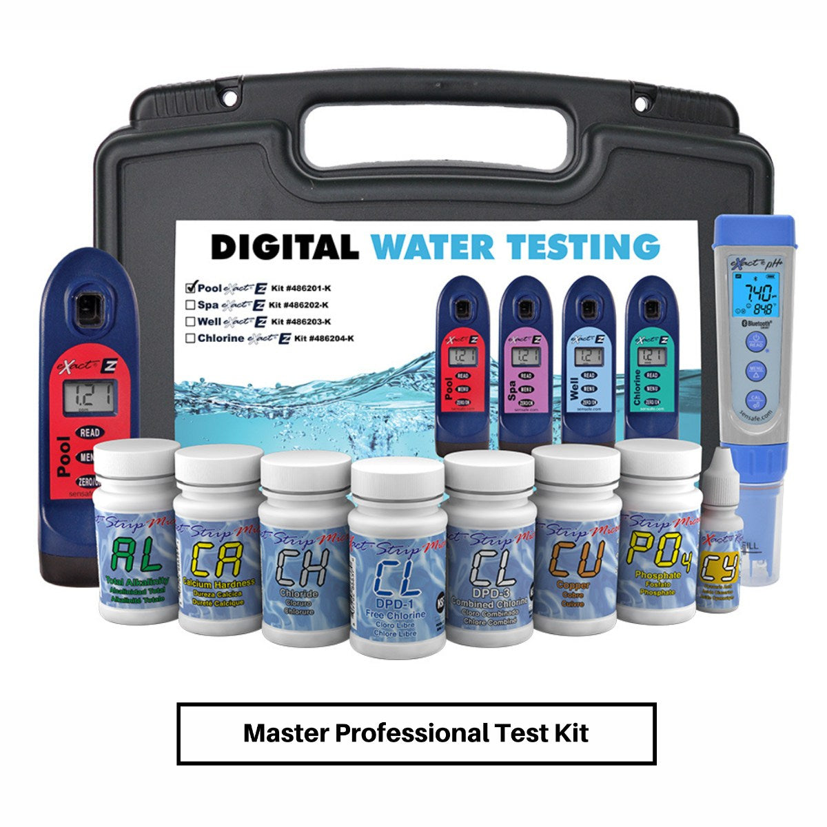 SenSafe Pool eXact EZ Photometer and Kits - Master Professional Test Kit with Components Shown