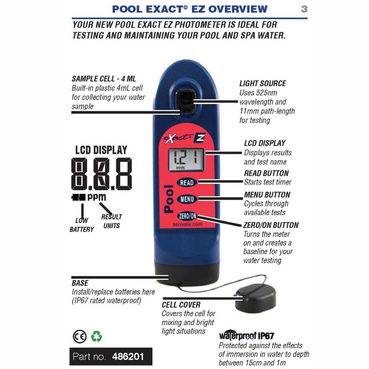 SenSafe Pool eXact EZ Photometer and Kits - Pool eXact EZ Photometer Overview with Diagram