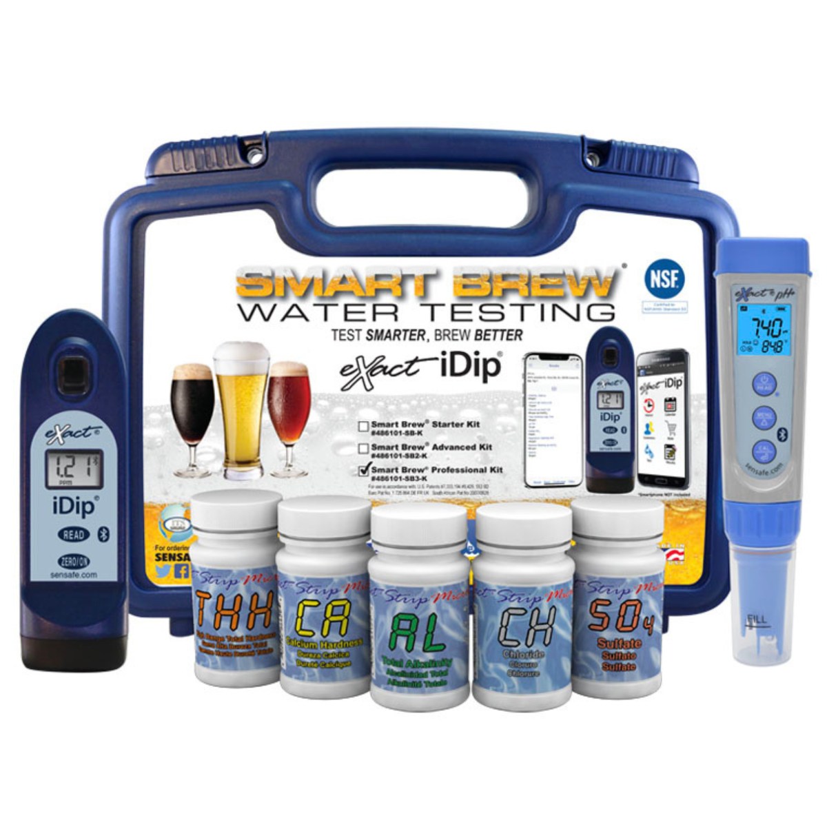SenSafe Smart Brew Water Testing Kits - Professional Test Kit with Components Front View
