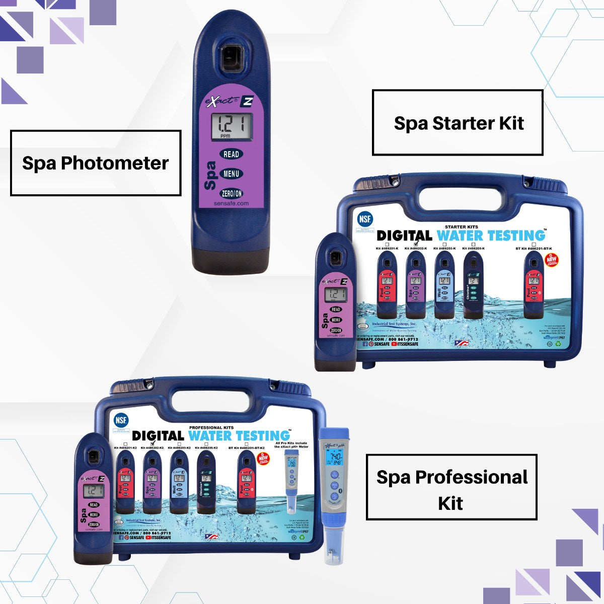 SenSafe Spa eXact EZ Photometer and Water Kits - Spa Photometer - Starter Kit - Professional Kit Shown