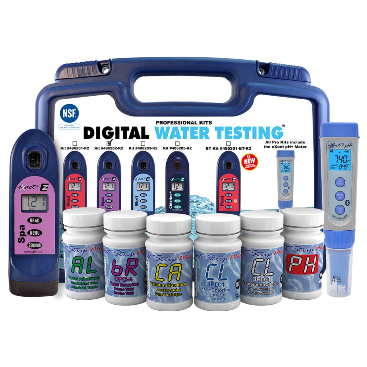 SenSafe Spa eXact EZ Photometer and Water Kits - Spa Professional Kit with Components Shown