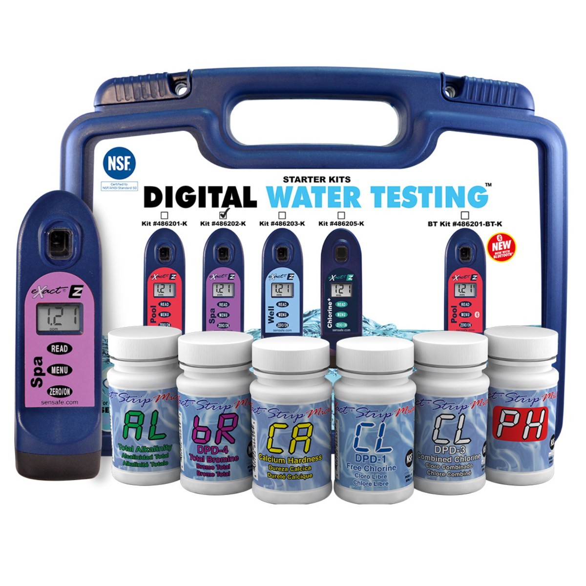 SenSafe Spa eXact EZ Photometer and Water Kits - Spa Starter Kit with Components Shown