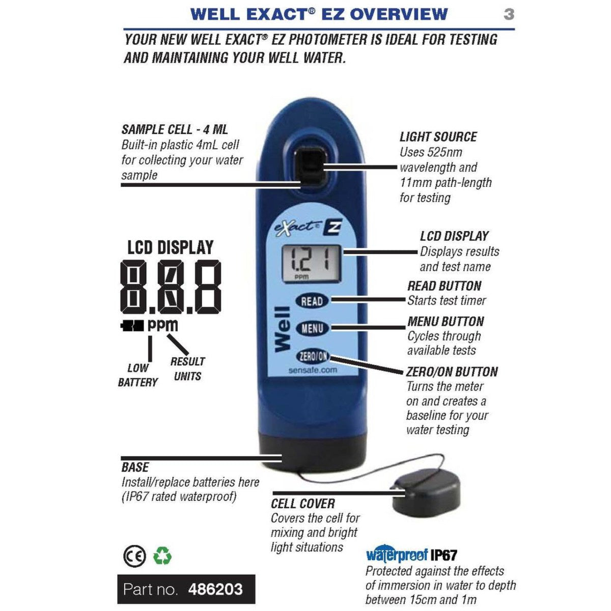 SenSafe Well eXact EZ Photometer and Water Kits - Well Photometer Overview with Diagram