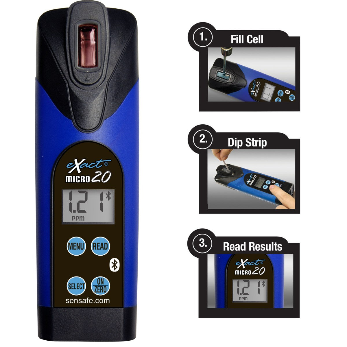 SenSafe eXact Micro 20 Bluetooth Photometer and Water Kits - Micro 20 Photometer - Front View with Instructions