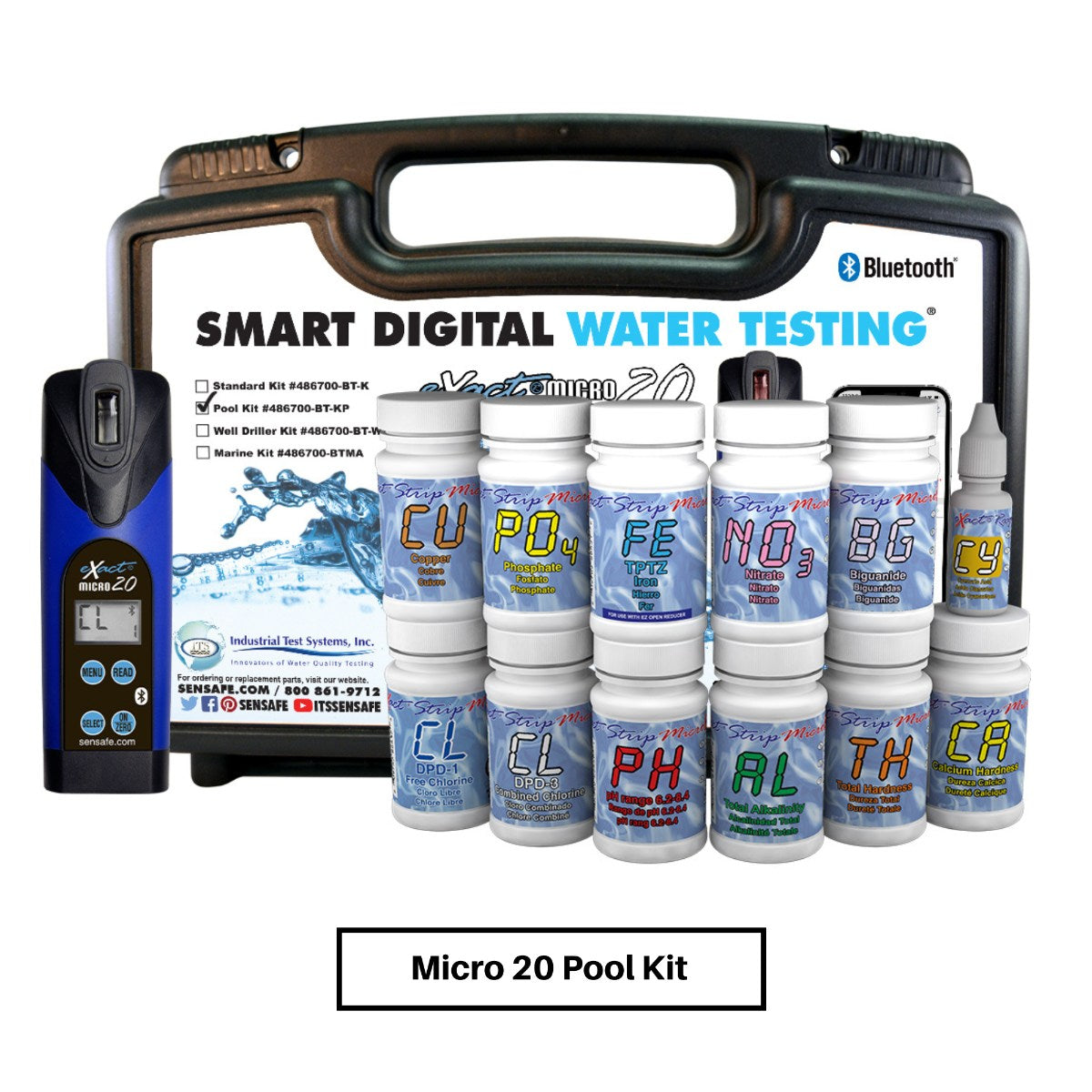 SenSafe eXact Micro 20 Bluetooth Photometer and Water Kits - Pool Kit - Front View