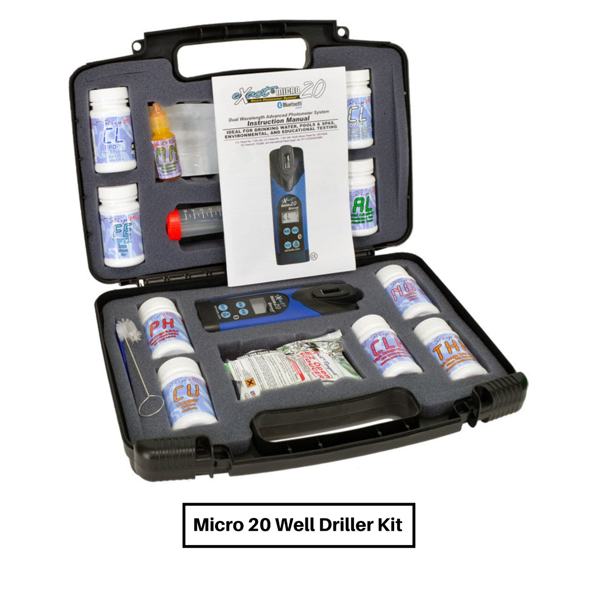 SenSafe eXact Micro 20 Bluetooth Photometer and Water Kits - Well Driller Kit - All Included Components Shown