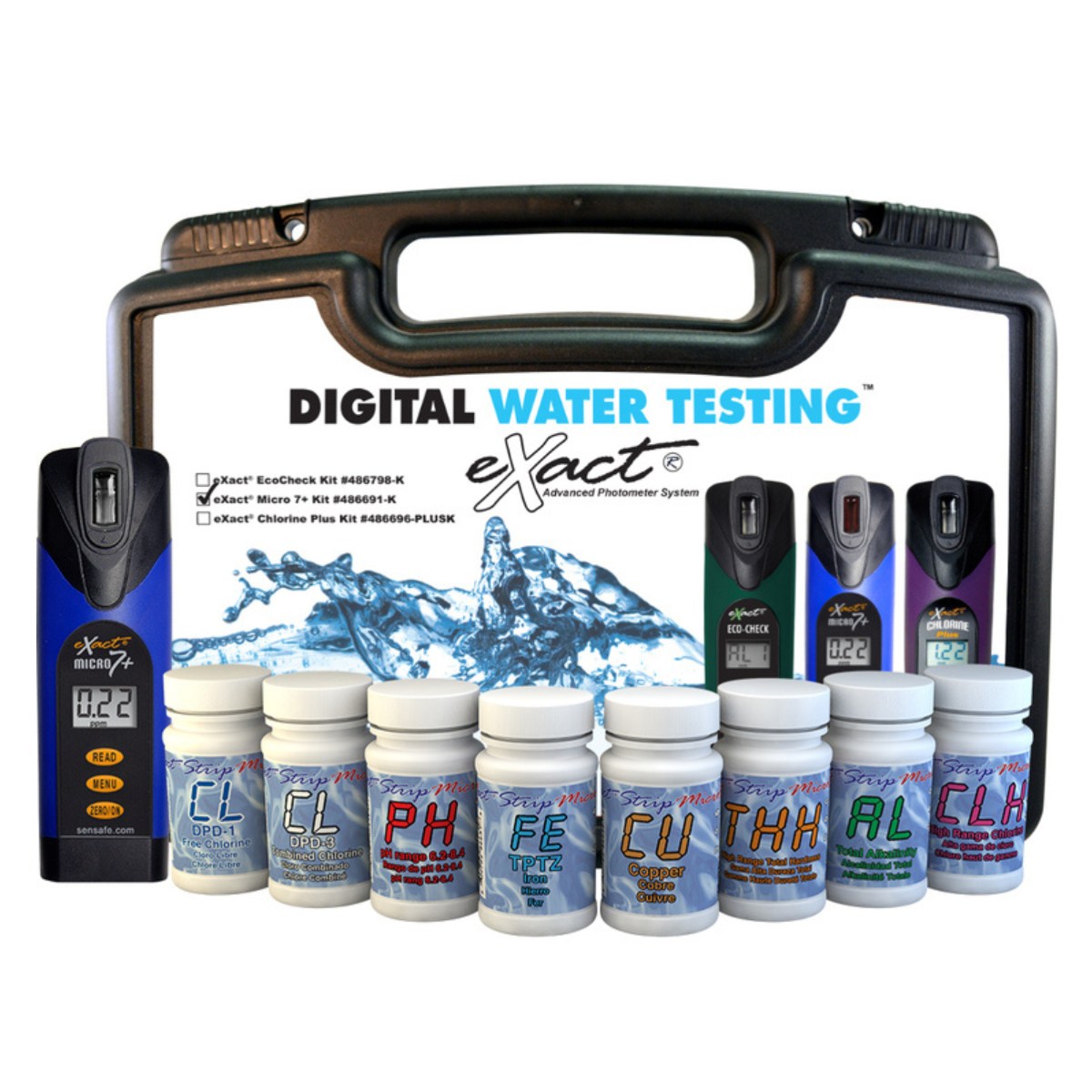 SenSafe eXact Micro 7+ Photometer and Kit - Front View - All Included Components Shown - Front View