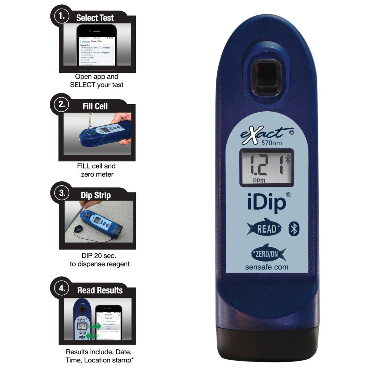 SenSafe eXact iDip 570nm Smart Photometer System - Front View with Instructions