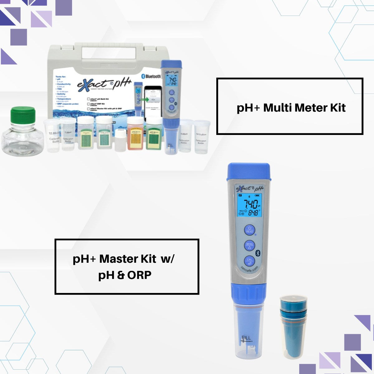 SenSafe eXact pH+ Master & Multi Kits - Multi Meter Kit and Master Kit with pH and ORP Shown