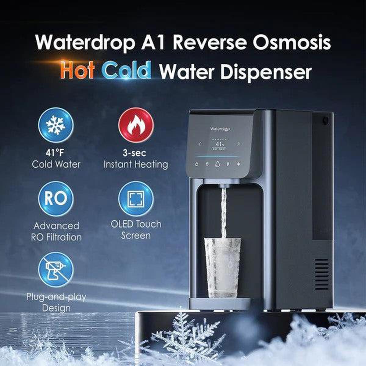 Waterdrop A1 Countertop Reverse Osmosis System - Hot and Cold Dispenser