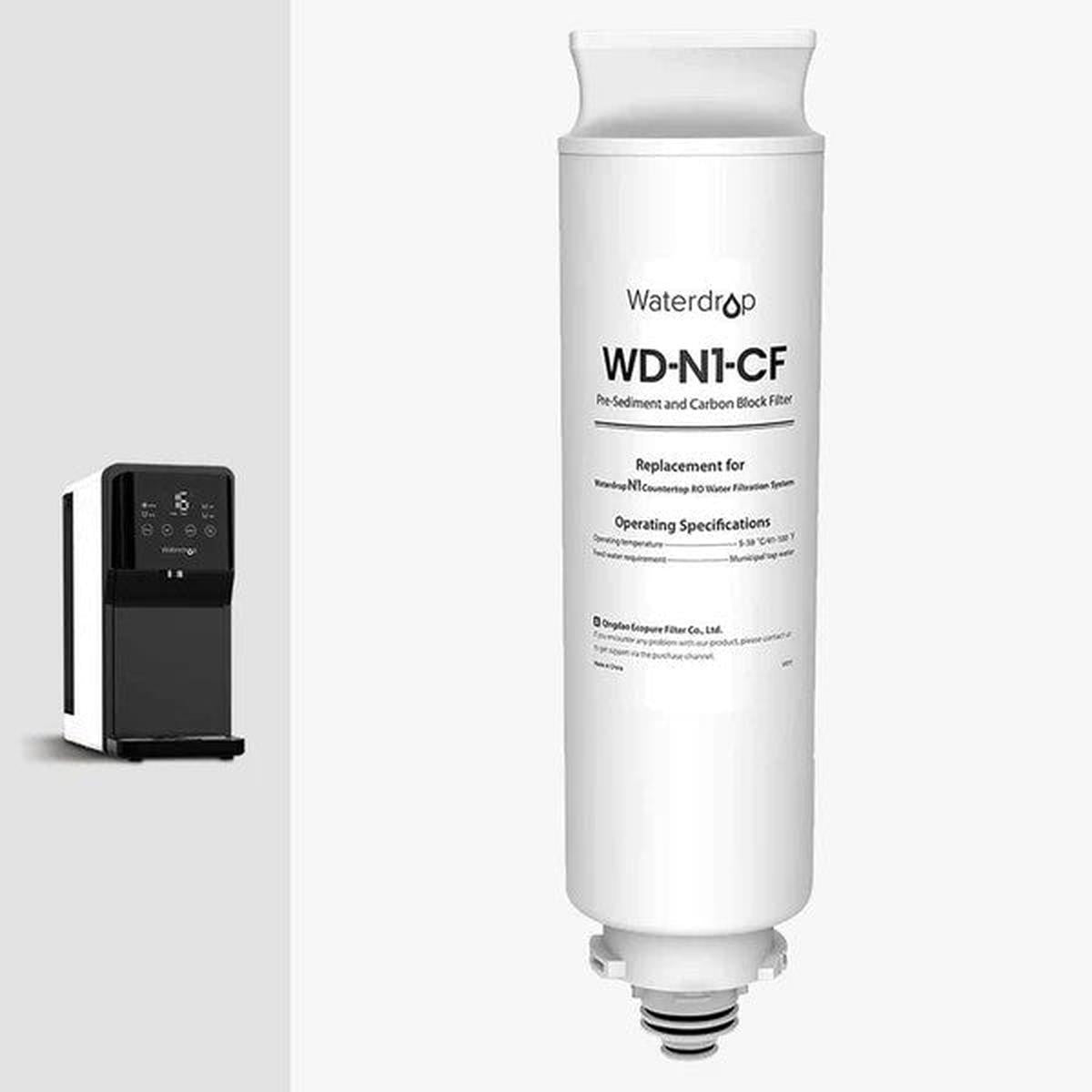 Waterdrop CF Filter for WD-N1-W Countertop RO Water Filtration System - With WD-N1-W Countertop RO System