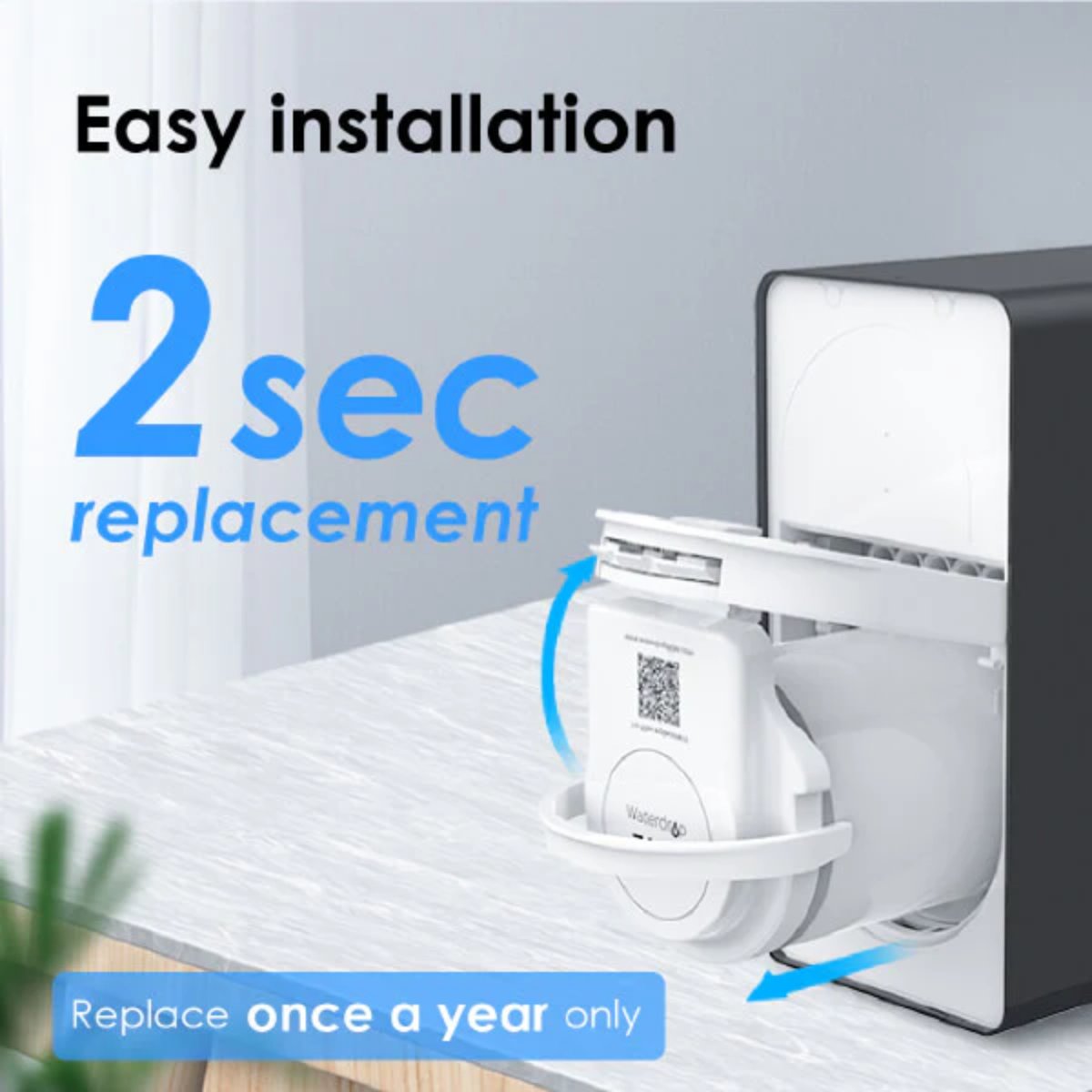 Waterdrop D6 Under Sink Reverse Osmosis System - Easy Installation - 2 Second Replacement