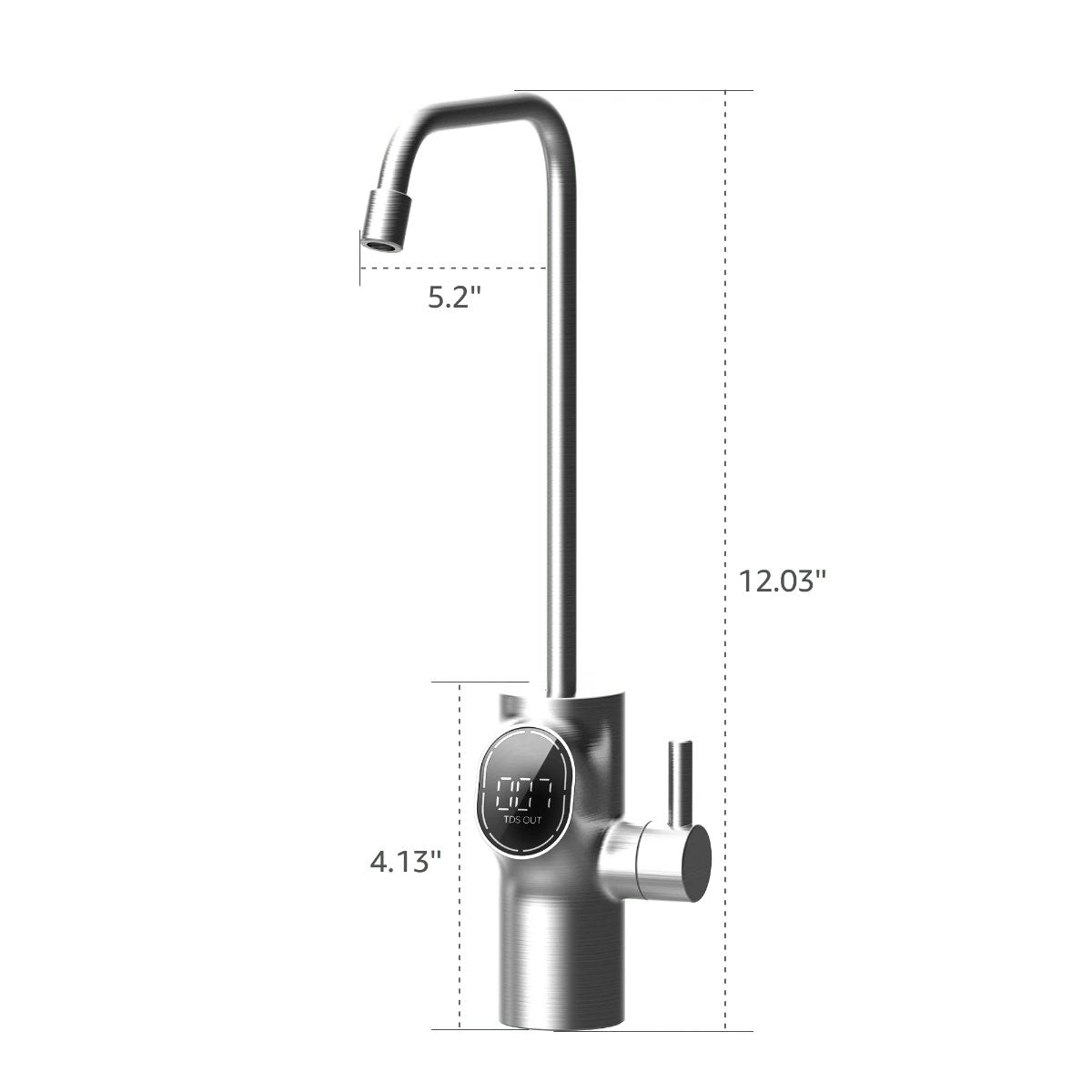 Waterdrop D6 Under Sink Reverse Osmosis System - Faucet View with Measurements