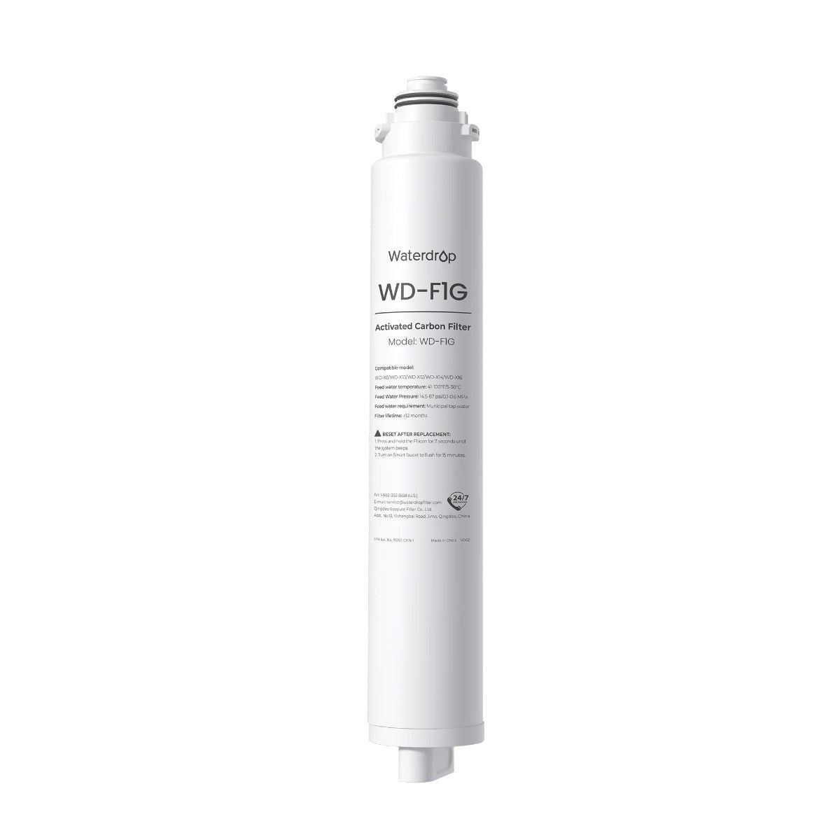 Waterdrop F1G Filter for X Series Reverse Osmosis System - Front View - Studio Image