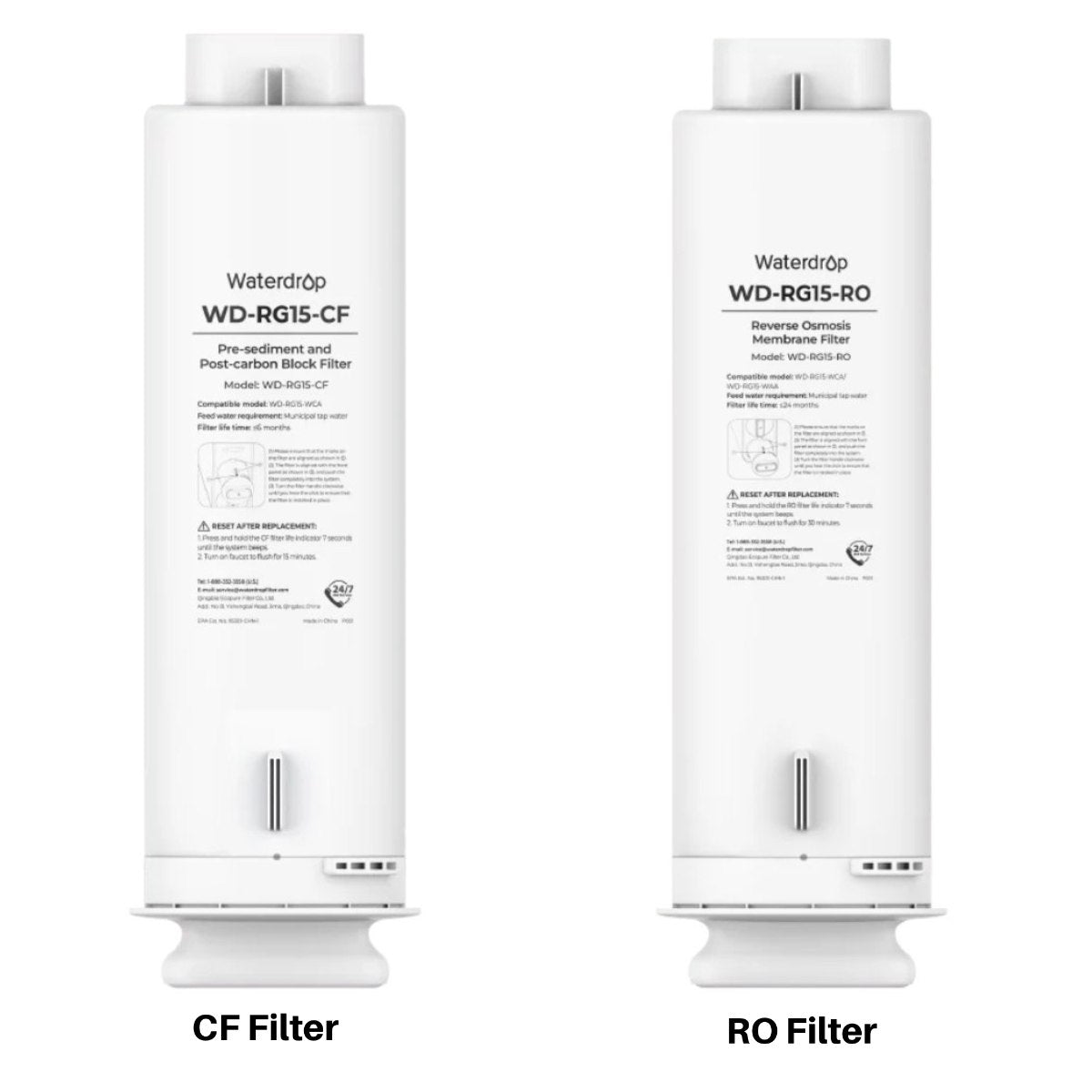 Waterdrop G5P500 Under Sink Reverse Osmosis System - Replacement Filters Shown