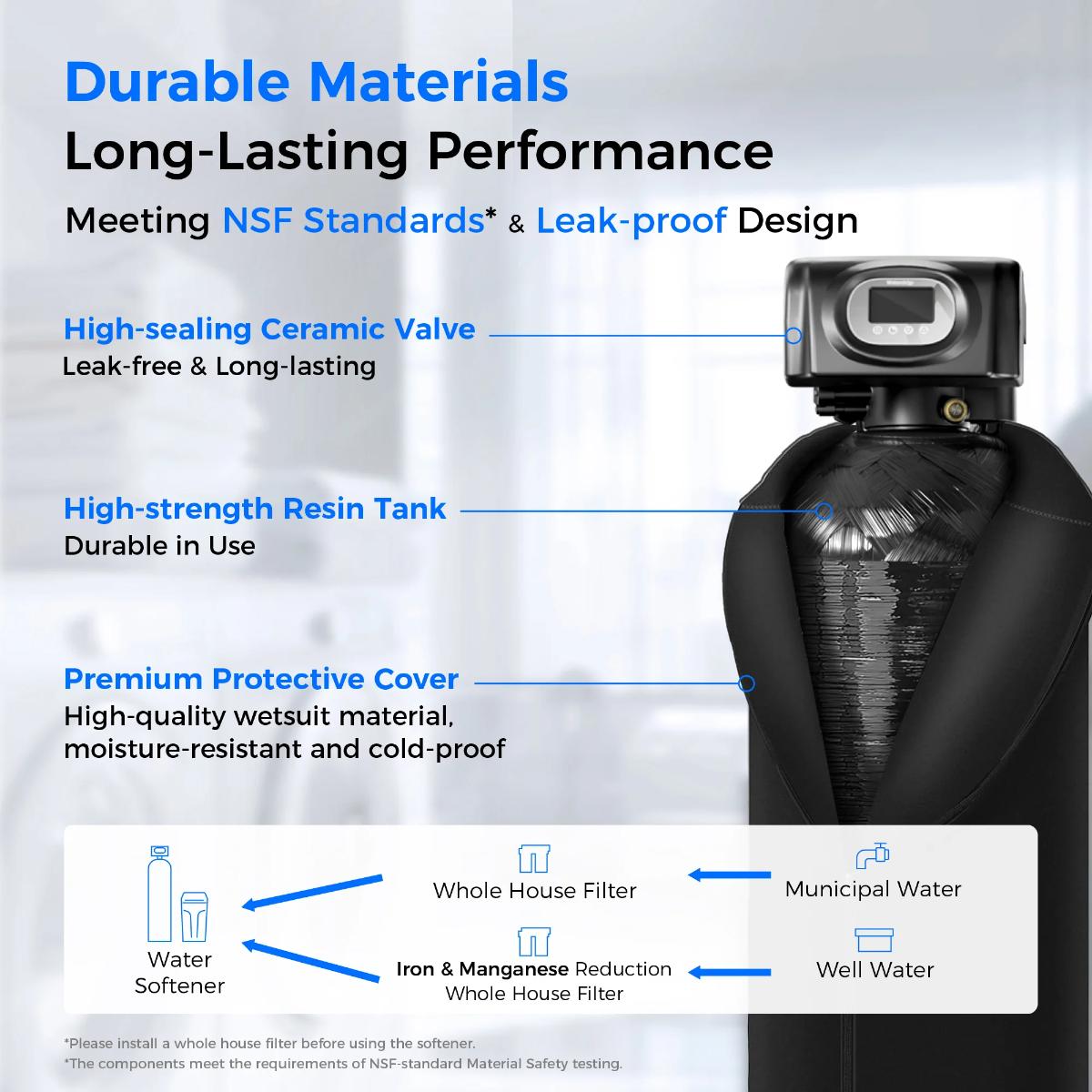 Waterdrop WHR01A 32000 Grains Water Softener System - Durable Materials - Long Lasting Performance