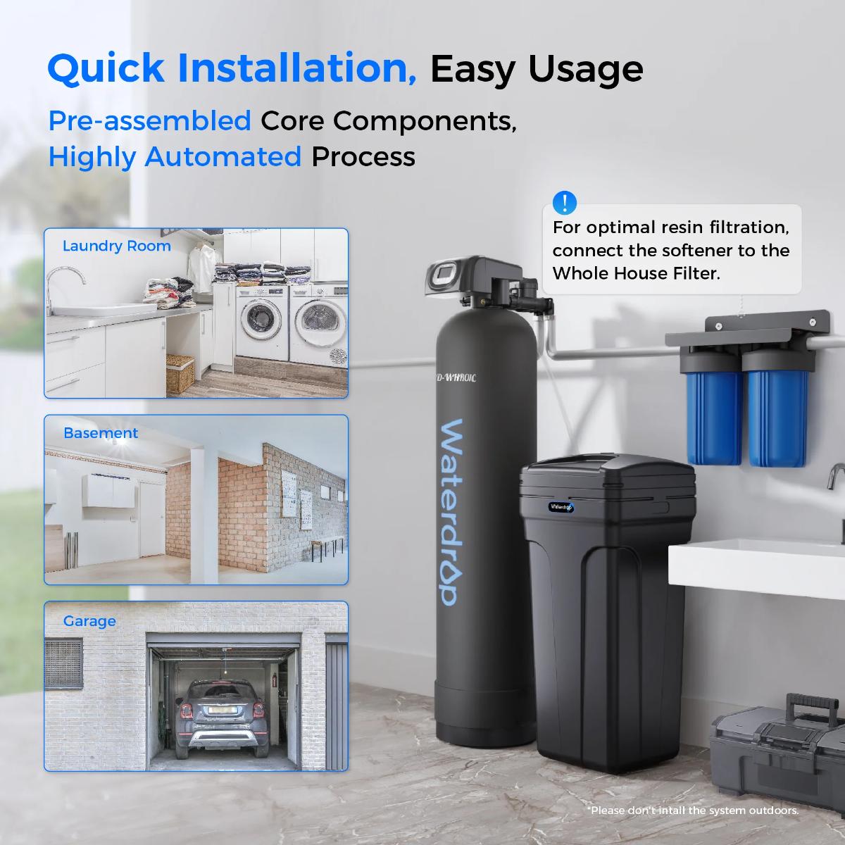 Waterdrop WHR01A 32000 Grains Water Softener System - Quick Installation and Easy Usage