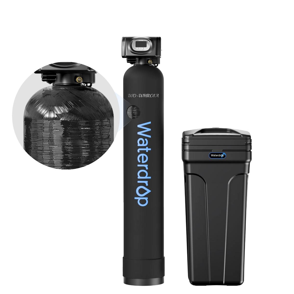 Waterdrop WHR01A 32000 Grains Water Softener System - Whole System Shown - Studio Image