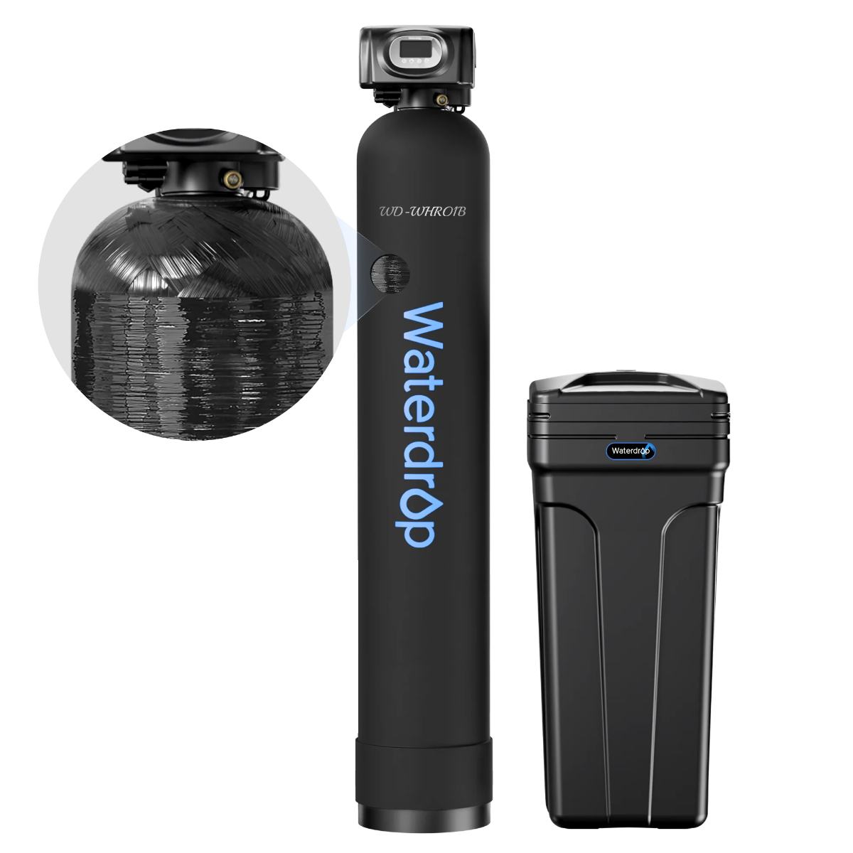Waterdrop WHR01B 48000 Grains Water Softener System - Whole System Shown - Studio Image