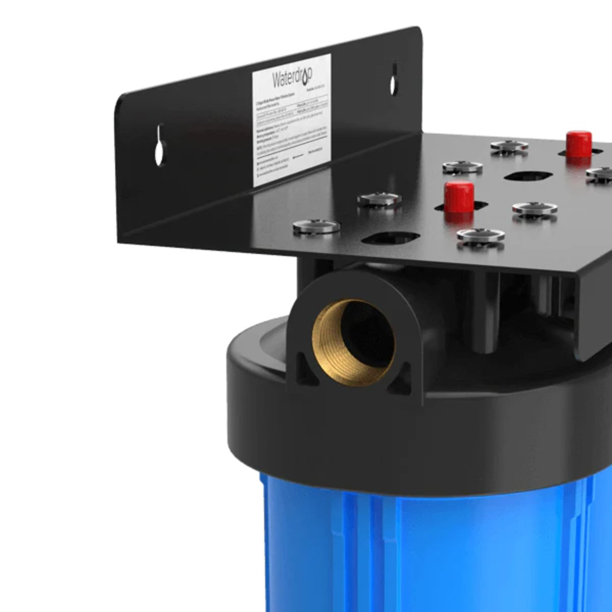 Waterdrop Whole House Water Filter System w/ Carbon & Sediment Filter - 2 Stage System - Showing the Side View of the System