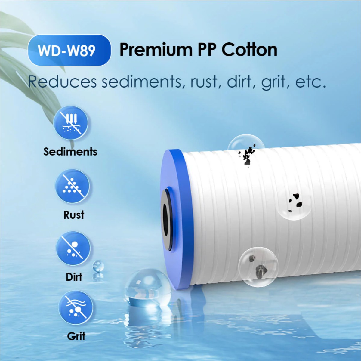 Waterdrop Whole House Water Filter System w/ Carbon & Sediment Filter - 2 Stage System - WD-W89 Premium PP Cotton Replacement Filter