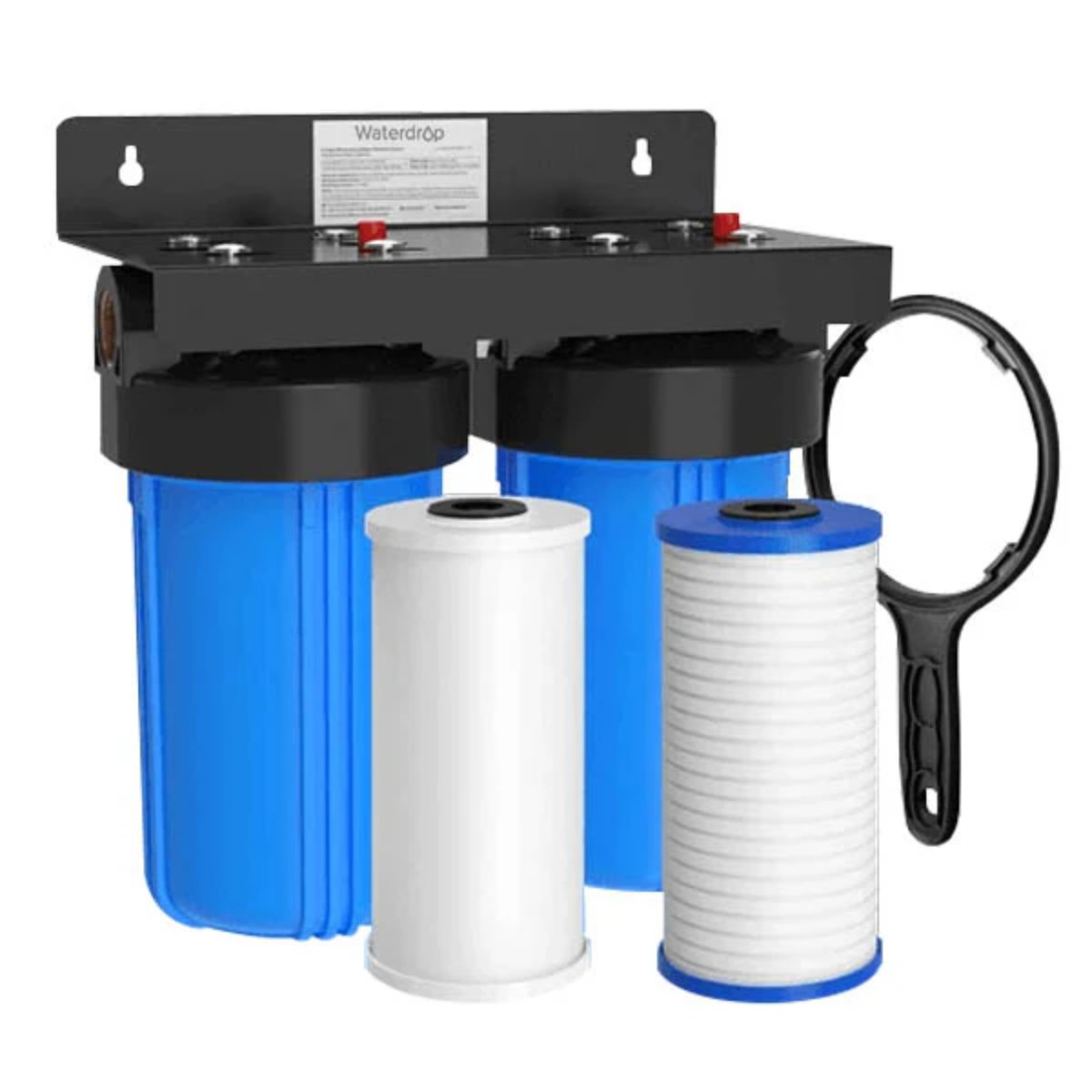 Waterdrop Whole House Water Filter System w/ Carbon & Sediment Filter - 2 Stage System with Replacement Filters Shown