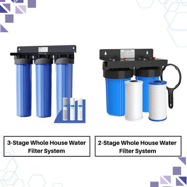 Waterdrop Whole House Water Filter System w/ Carbon & Sediment Filter - 2 Stage and 3 Stage Systems Shown