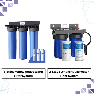 Waterdrop Whole House Water Filter System w/ Iron & Manganese Filter - 2 Stage and 3 Stages Filter System Shown