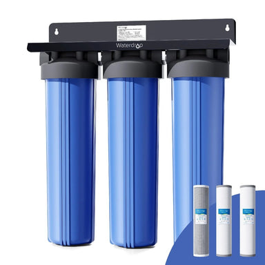 Waterdrop Whole House Water Filter System w/ Iron & Manganese Filter - 3-Stage System with Replacement Filters - Front View