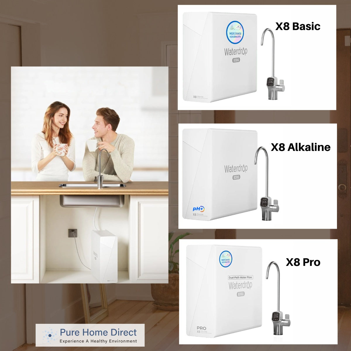 Waterdrop X8 Reverse Osmosis System Undersink - All X8 RO System Shown