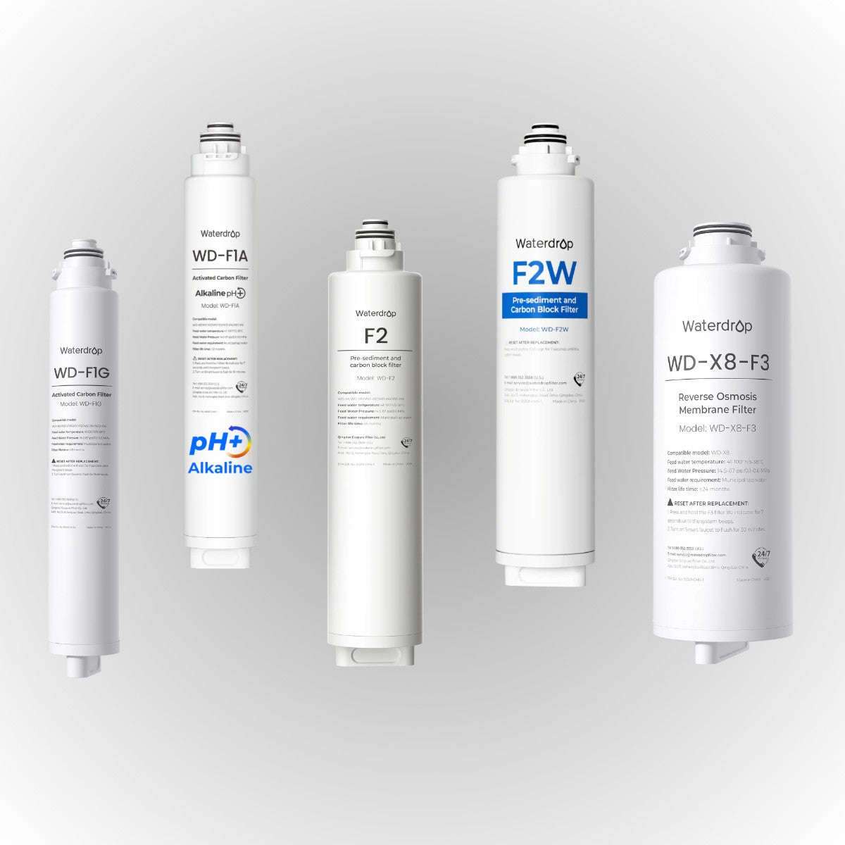 Waterdrop X8 Reverse Osmosis System Undersink - Replacement Filters Shown