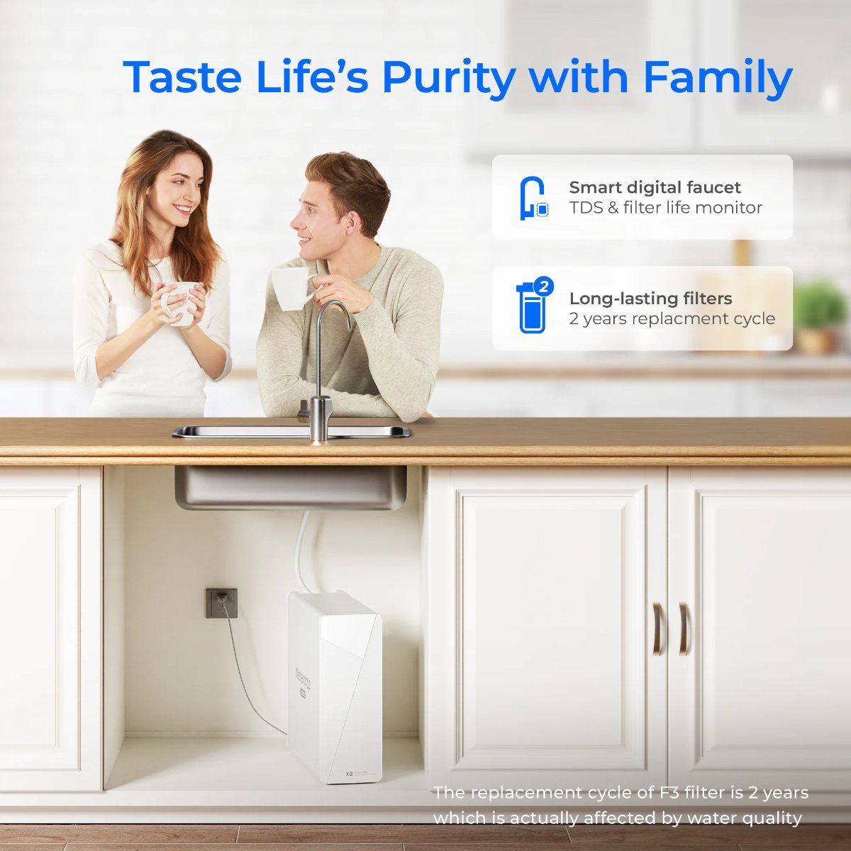 Waterdrop X8 Reverse Osmosis System Undersink - Smart Digital Faucet and Long Lasting Filters