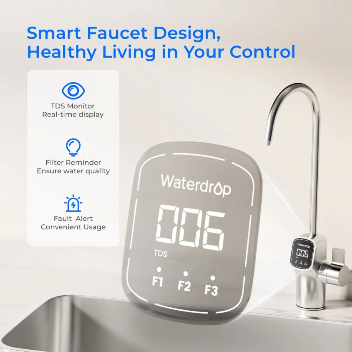 Waterdrop X8 Reverse Osmosis System Undersink - Smart Faucet Design Features