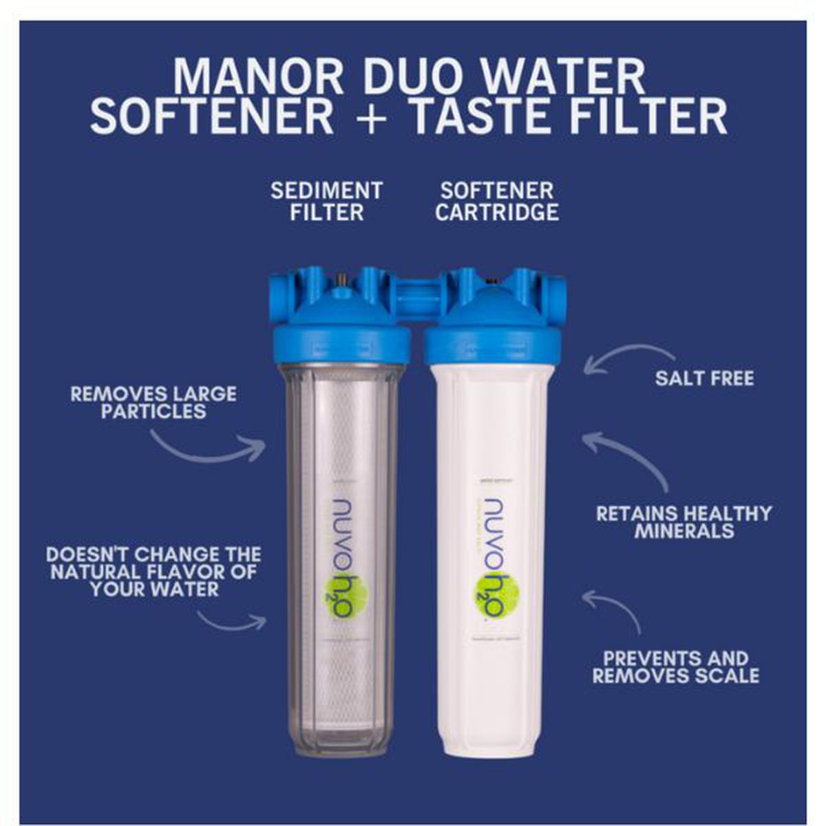 nuvoH2O Manor Duo Water Softener Plus Filtration System Removes Large Particles